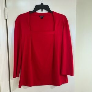 Lafayette 148 New York Square Neck Long Sleeve Top Cotton Office Holiday Size XL